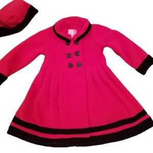 Good Lad Girls Velvet Trim Fleece Coat Double Breasted With Matching  Hat Size 5